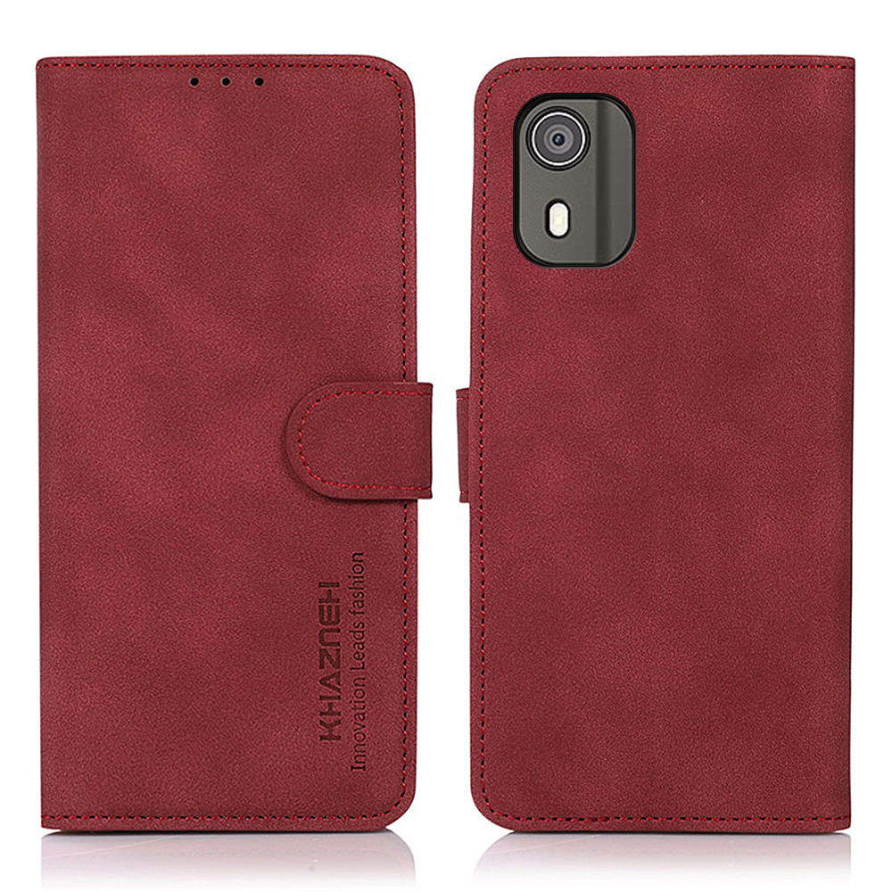 

Khazneh Für Nokia C02 Anti-staub-telefonhülle Strukturierte PU Lederschale Flip Wallet Stand Cover - Rot, Nokia C02
