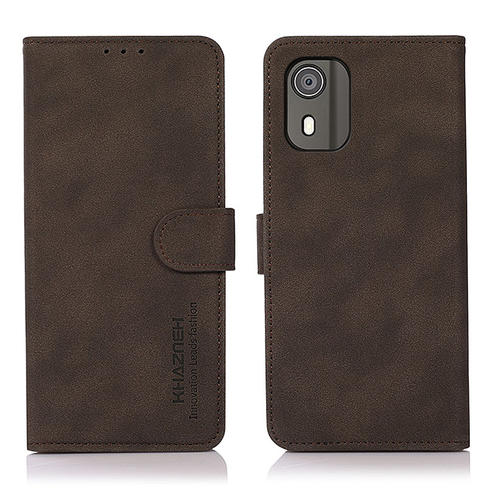 

Khazneh Für Nokia C02 Anti-staub-telefonhülle Strukturierte PU Lederschale Flip Wallet Stand Cover - Braun, Nokia C02