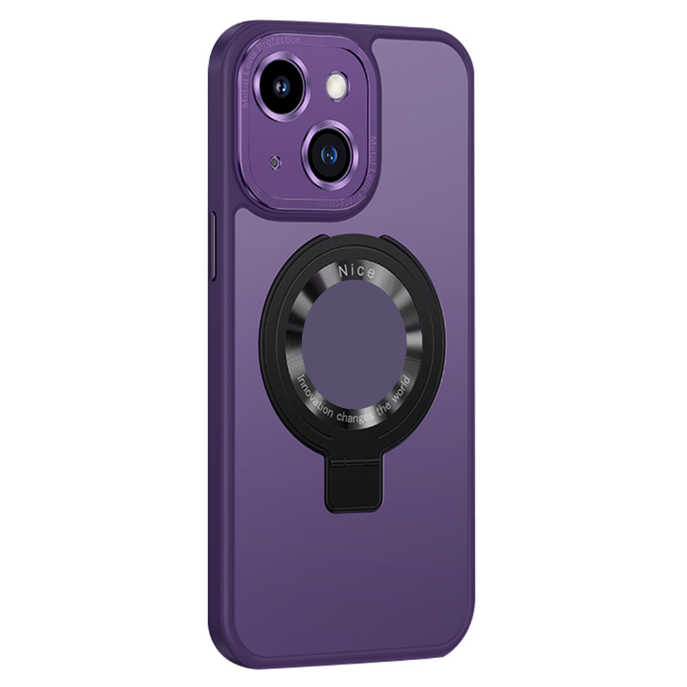 

Für Iphone 14 Plus Kickstand -magnethülle TPU+PC Gummierte Matte Telefonabdeckung - Dunkelviolett, iPhone 14 Plus
