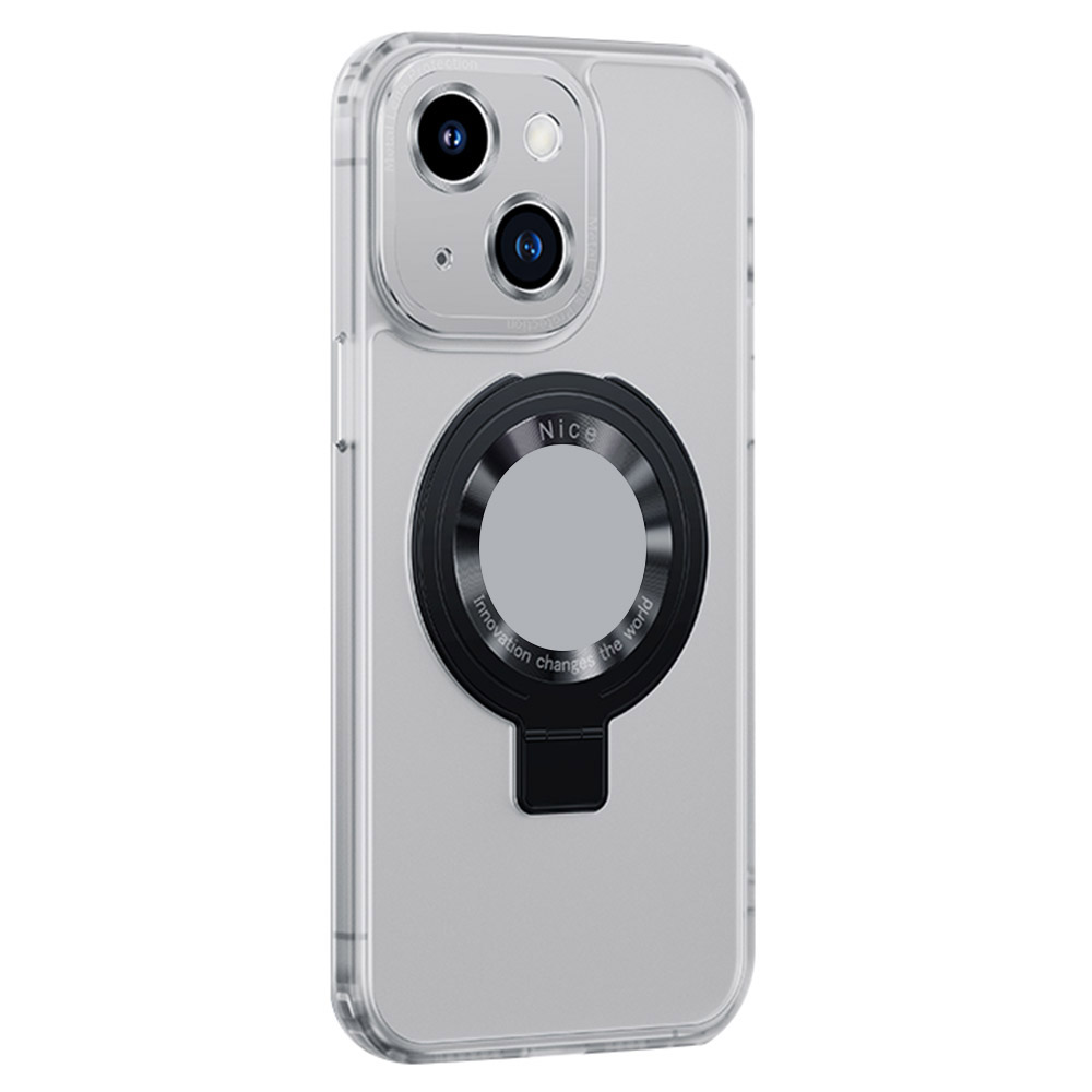 

Für Iphone 14 Plus Kickstand -magnethülle TPU+PC Gummierte Matte Telefonabdeckung - Transparent Weiß, iPhone 14 Plus