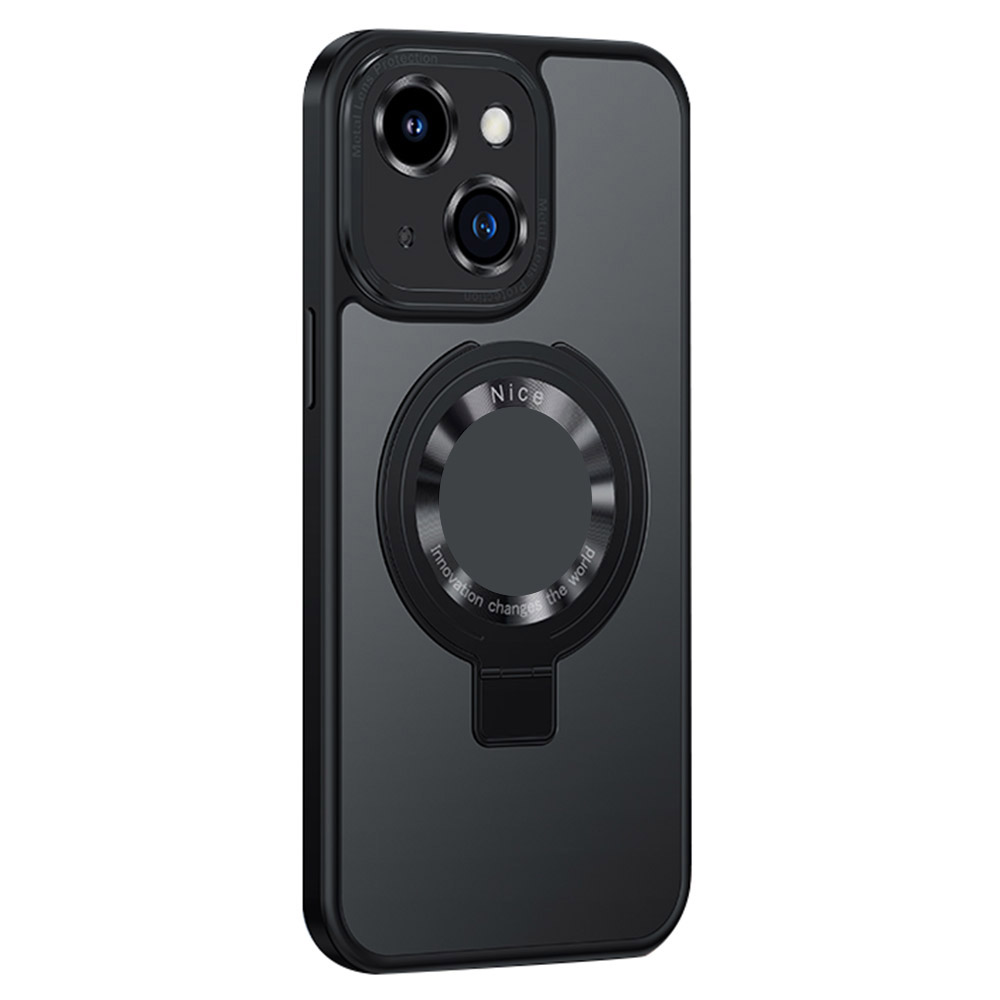 

Für Das Iphone 14 Magnetic Kick -stand -hülle Kompatibel Mit Magsafe TPU+PC Gummiziert Matte Telefonabdeckung - Schwarz, iPhone 14