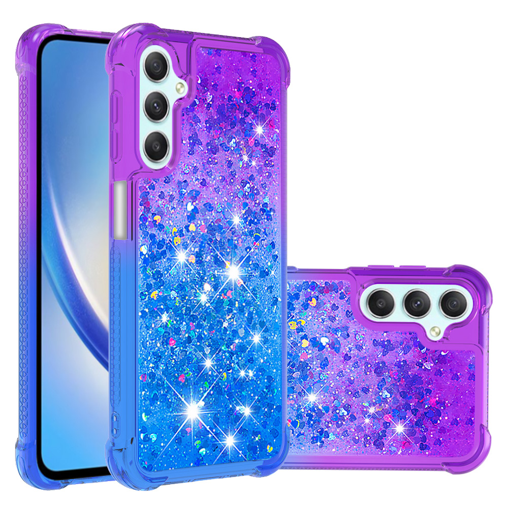 

YB Quicksand Series-3 Für Samsung Galaxy A24 4G Anti-drop-tpu-telefonabdeckungsgradient Flüssiges Flüssigkeitsfall - Lila+himmelblau, Galaxy A24 4G