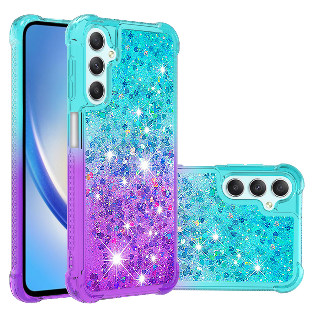 

YB Quicksand Series-3 Für Samsung Galaxy A24 4G Anti-drop-tpu-telefonabdeckungsgradient Flüssiges Flüssigkeitsfall - Himmelblau+lila, Galaxy A24 4G