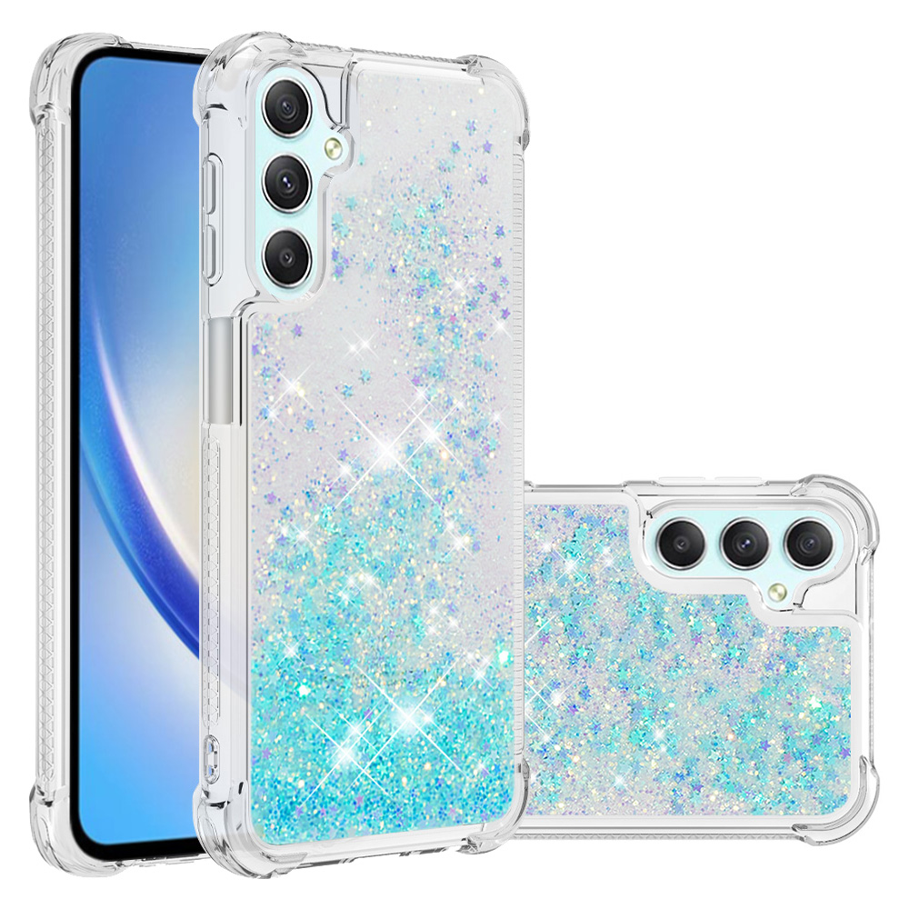 

YB Quicksand Series-1 Für Samsung Galaxy A24 4G Flüssigglitter-telefon Hülle Weiche Tpu-schutzabdeckung - Blau / Pentagramm, Galaxy A24 4G