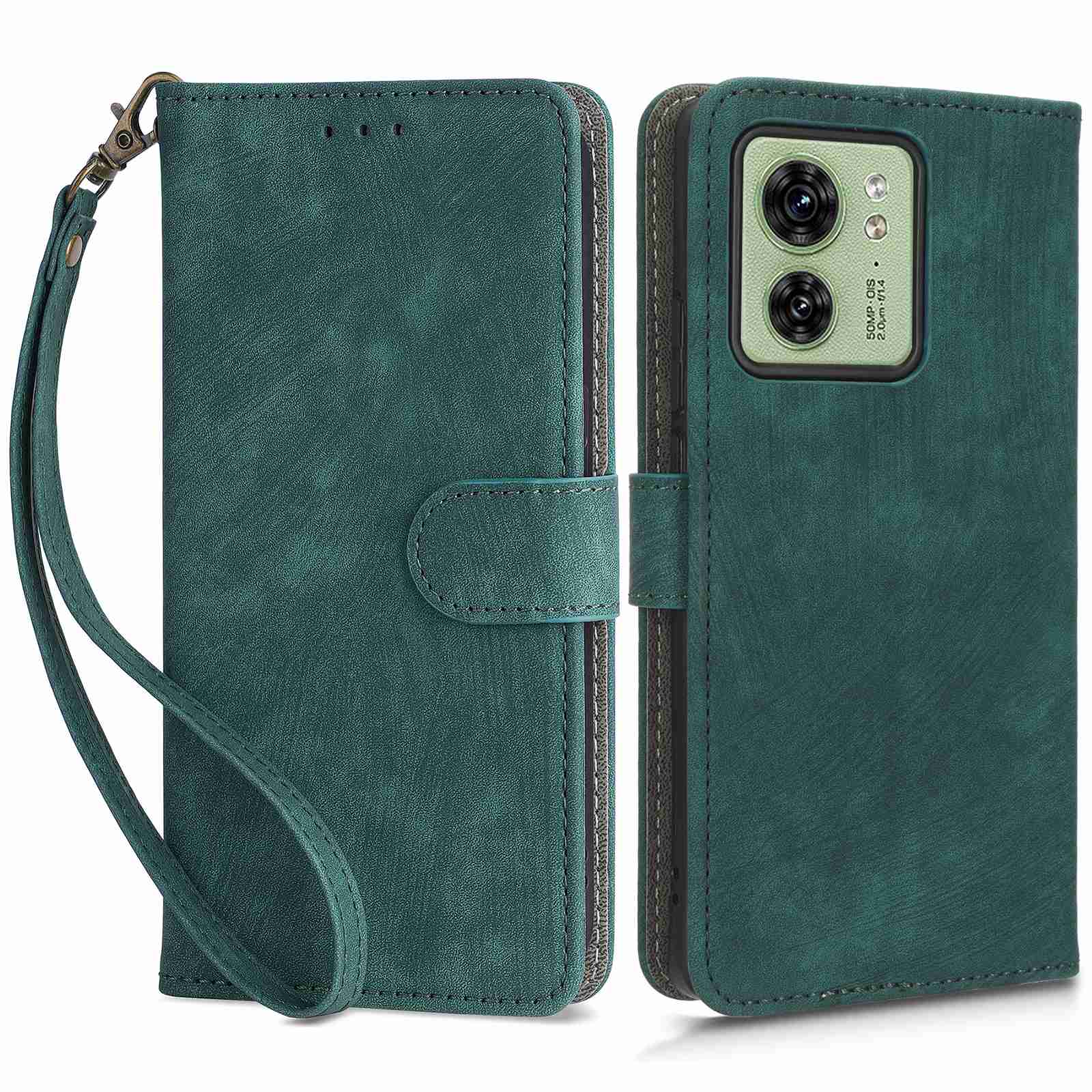 

RFID -blockierungsbrieftascheabdeckung Für Motorola Edge 40 5g, PU Lederständer Telefonschutzhülle Mit Riemen - Grün, Motorola Edge 40 5G