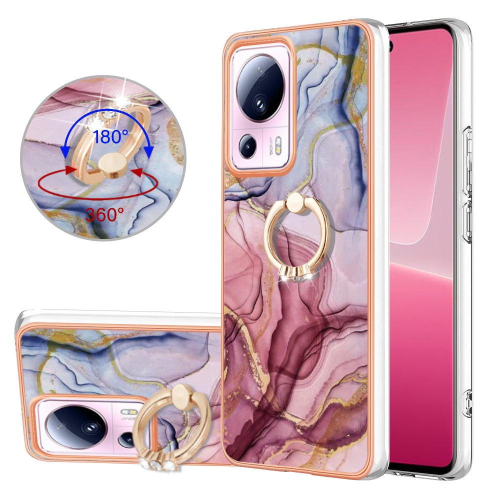 

YB IMD Series-17 Style-e Marble Muster Telefonfall Für Xiaomi 13 Lite / Civi 2 5G Electroplated Frame 2,0 mm TPU -kickstandabdeckung - Roségold, Xiaomi 13 Lite