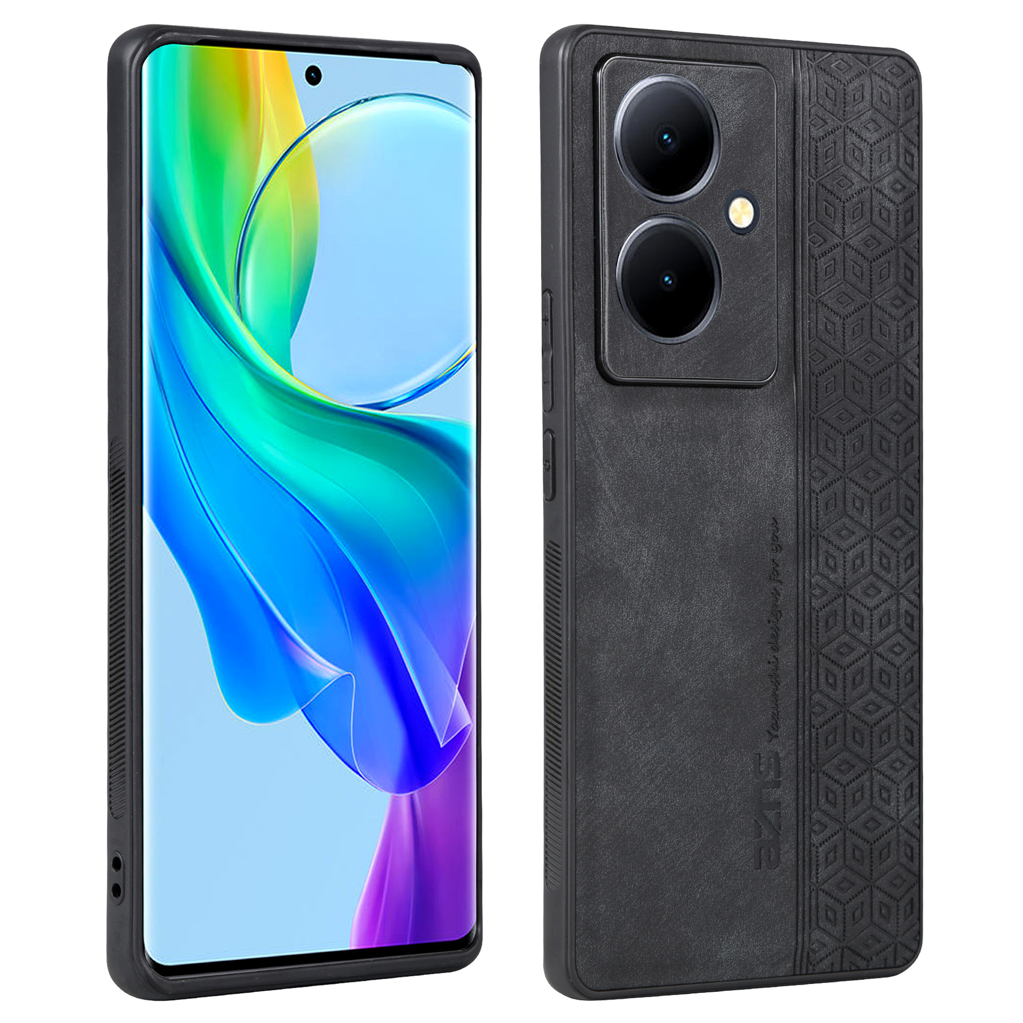 

AZNS Mobiltelefonkoffer Für Vivo Y78+ 5g, Schocksicheres PU -leder+ Tpu -gedrucktes Muster -telefonabdeckung - Schwarz, vivo Y78+ 5G