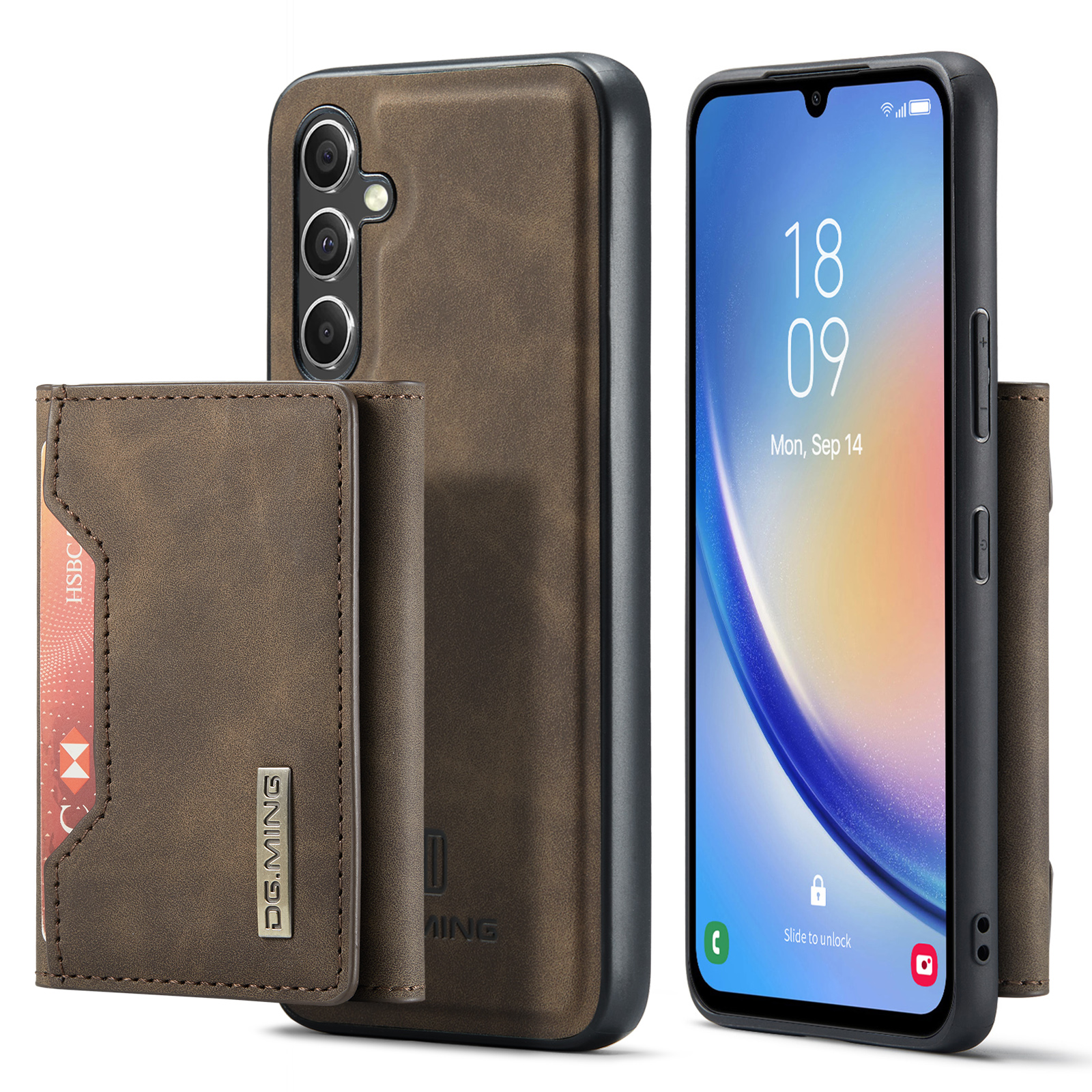 

Dg. Abnehmbare Brieftaschenabdeckung Der Ming M2 M2 Für Samsung Galaxy A14 4G / 5g, PU Lederbeschichtete PC+TPU -kickstand -telefonhülle - Kaffee, Galaxy A14 4G