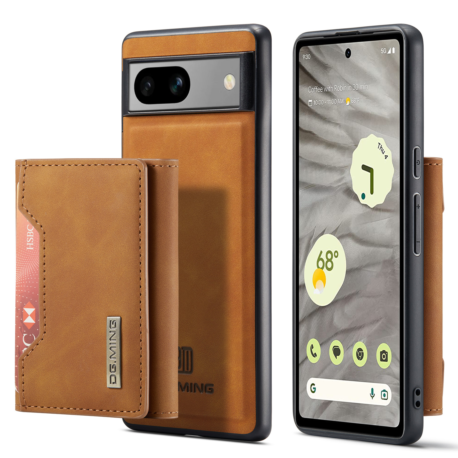 

Dg. Ming M2 -serie Für Google Pixel 7a Abnehmbarer Rückcover PU -lederbeschichteter PC+TPU Kickständer Brieftaschenhülle - Braun, Google Pixel 7a