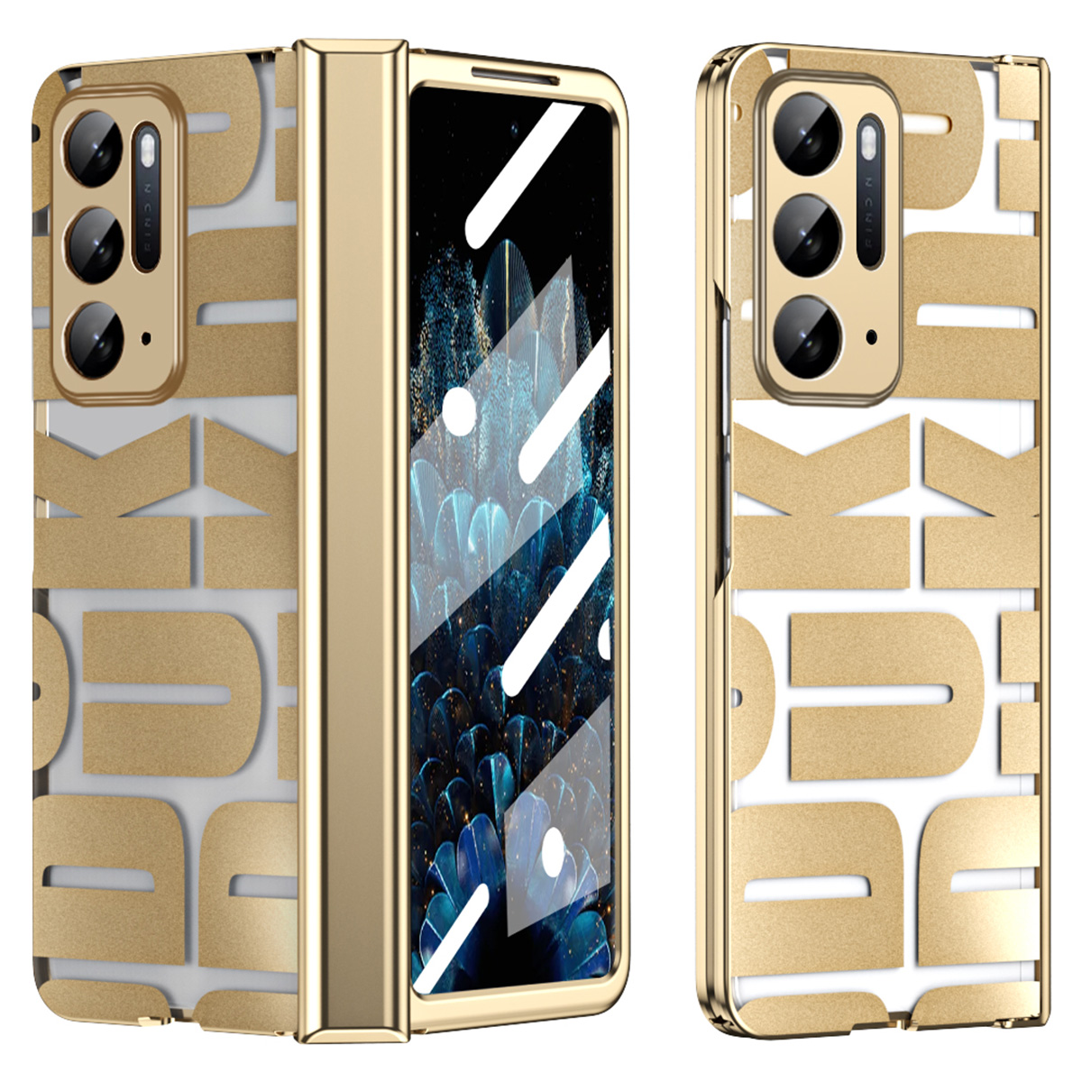 

Telefonkoffer Mit Temperiertem Glasfilm Für Oppo Find n, Elektroplieren Harter PC -telefonabdeckung - Gold, Oppo Find N