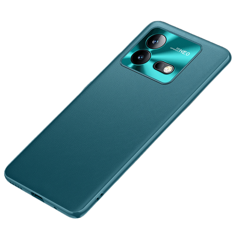 

Für Vivo Iqoo Neo8 5G PU Lederbeschichtete TPU + PC Nicht-schlupf-hülle Metalllinsen Anti-drop-telefonabdeckung - Grün, vivo iQOO Neo8 5G