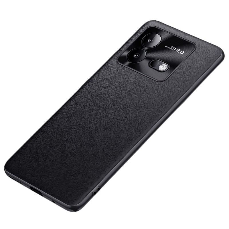 

Für Vivo Iqoo Neo8 5G PU Lederbeschichtete TPU + PC Nicht-schlupf-hülle Metalllinsen Anti-drop-telefonabdeckung - Schwarz, vivo iQOO Neo8 5G