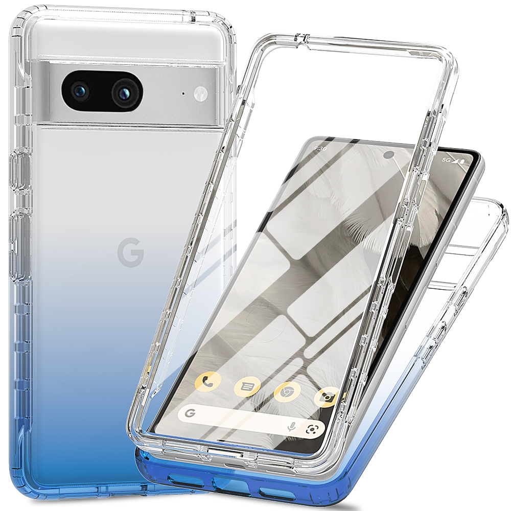 

Telefonkoffer Für Google Pixel 7a PC+TPU -gradientenfarbe Mobiltelefon Shell Mit PET -bildschirmschutz - Blau, Google Pixel 7a