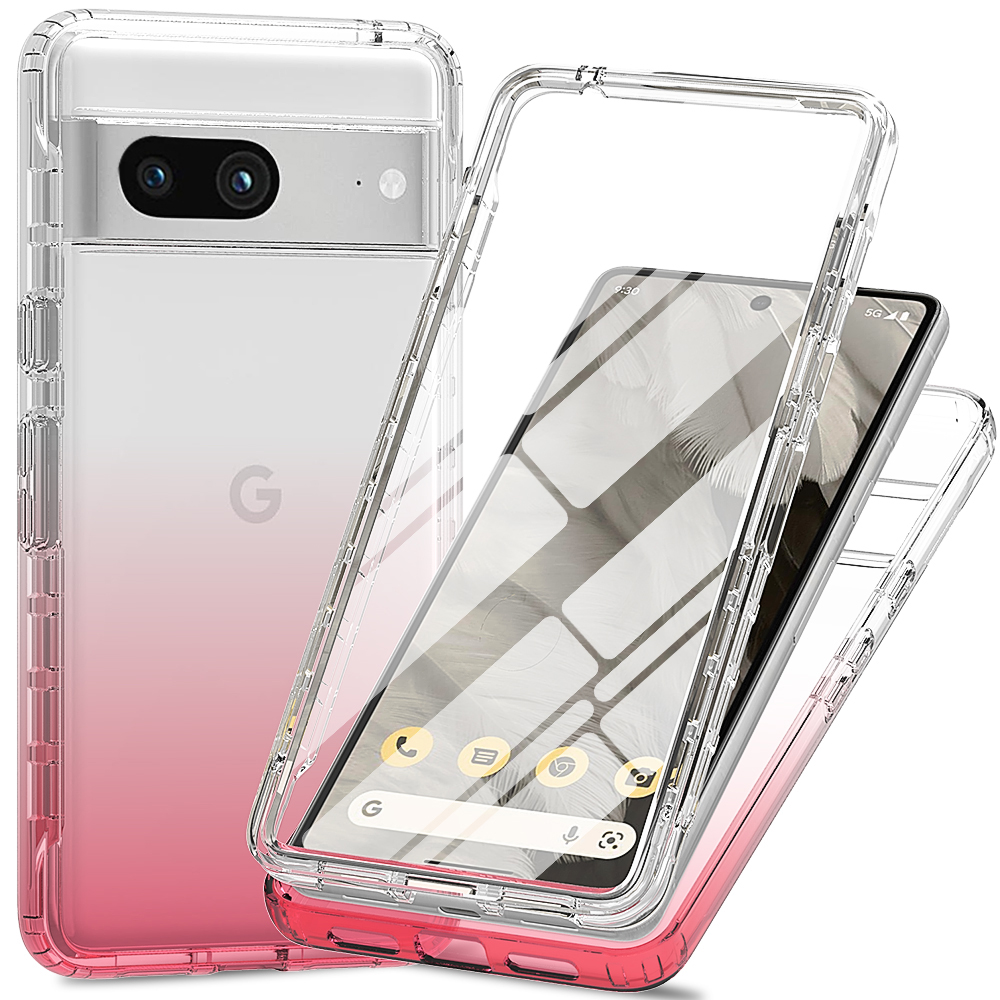 

Telefonkoffer Für Google Pixel 7a PC+TPU -gradientenfarbe Mobiltelefon Shell Mit PET -bildschirmschutz - Rot, Google Pixel 7a