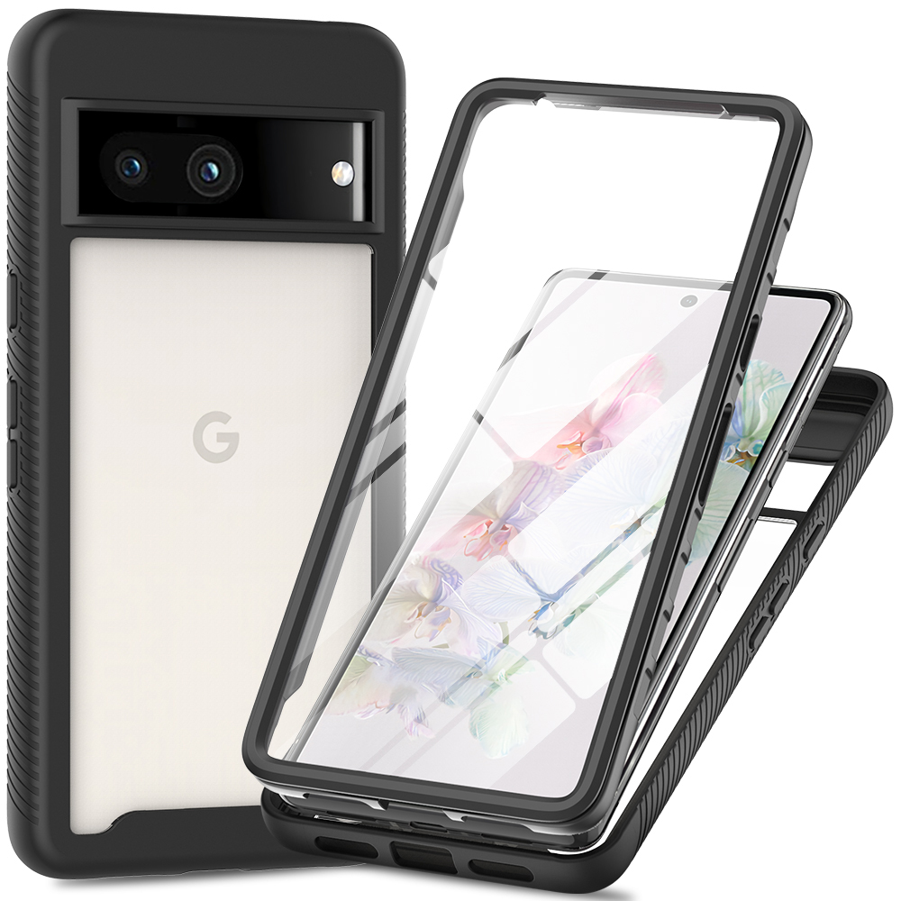 

3-in-1-telefonhülle Für Google Pixel 7a Schockdingbar Abtrennbarer Telefonkoffer Mit Pet-bildschirmschutz - Schwarz, Google Pixel 7a