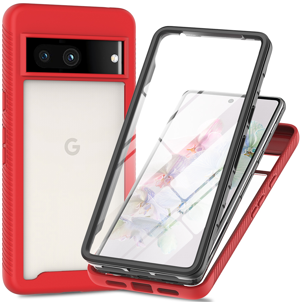 

3-in-1-telefonhülle Für Google Pixel 7a Schockdingbar Abtrennbarer Telefonkoffer Mit Pet-bildschirmschutz - Rot, Google Pixel 7a