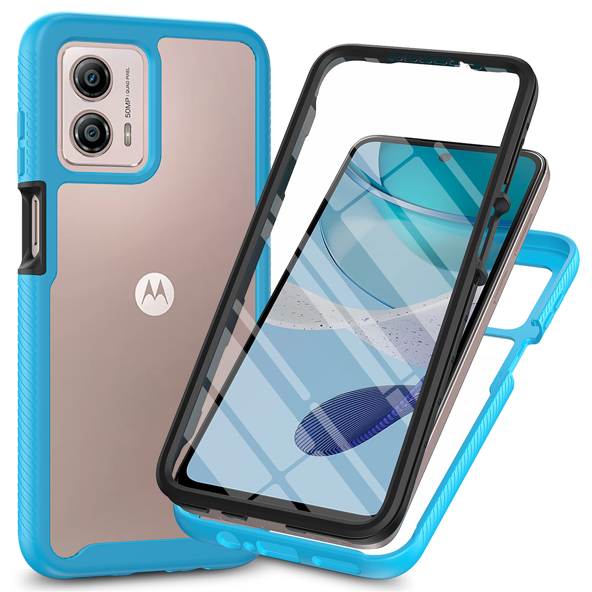 

Telefonhülle Für Motorola Moto G53 5G 3-in-1 Abnehmbarer Telefongehäuse Mit Pet-bildschirmschutz - Baby Blau, Motorola Moto G53 5G