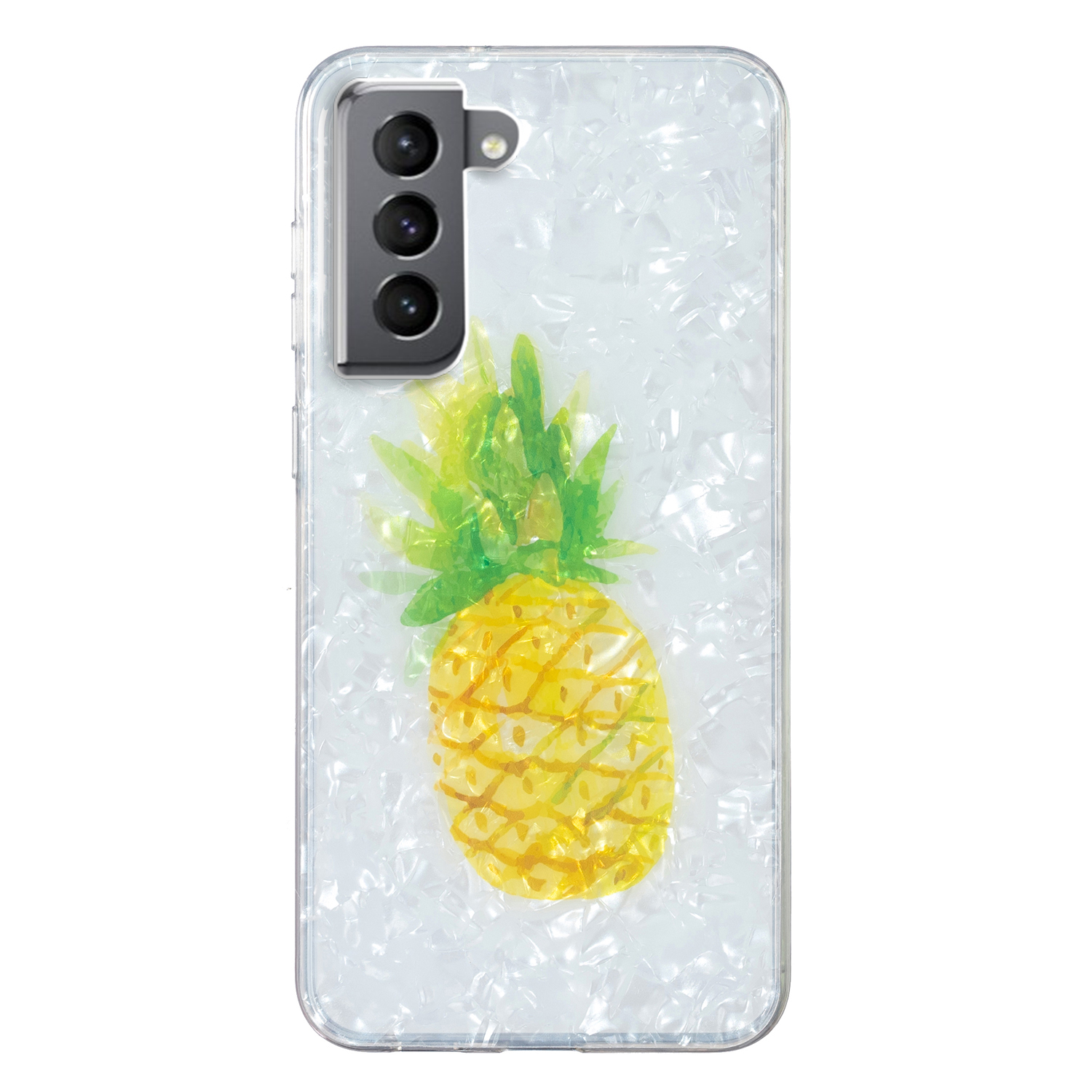 For Samsung Galaxy S22 TPU Shell Pattern Phone Case Marble Flower IMD Protective Cover - Pineapple