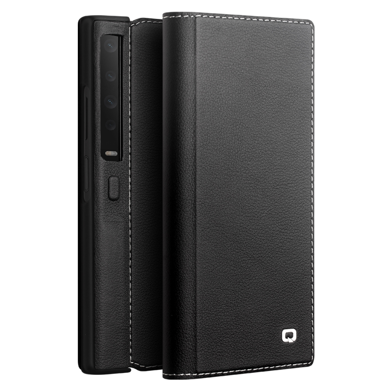 

Qialino Für Huawei Mate Xs Echte Kuh Leder Flip Hülle Magnetmagnet Vollschutz Telefonabdeckung - Schwarz, Huawei Mate Xs