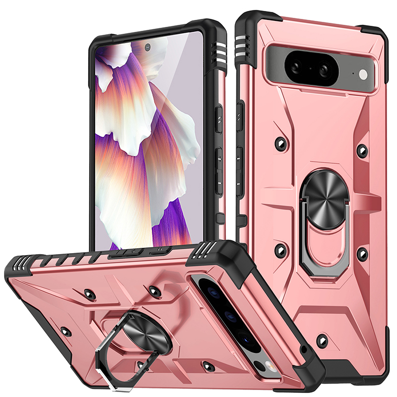 

Für Google Pixel 8 TPU+ PC -kombination Schutzhülle Ringhalter Kickstand Schockdelefonabdeckung - Roségold, Google Pixel 8