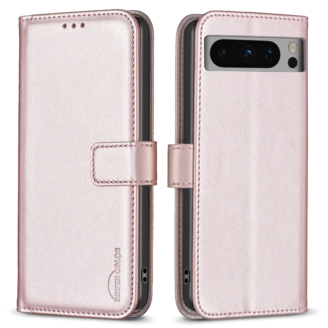 

Binfen Farbe BF17 Für Google Pixel 8 Pro TPU+PU Leder Deckhilfe Magnetischer Handy Stand Hülle - Roségold, Google Pixel 8 Pro