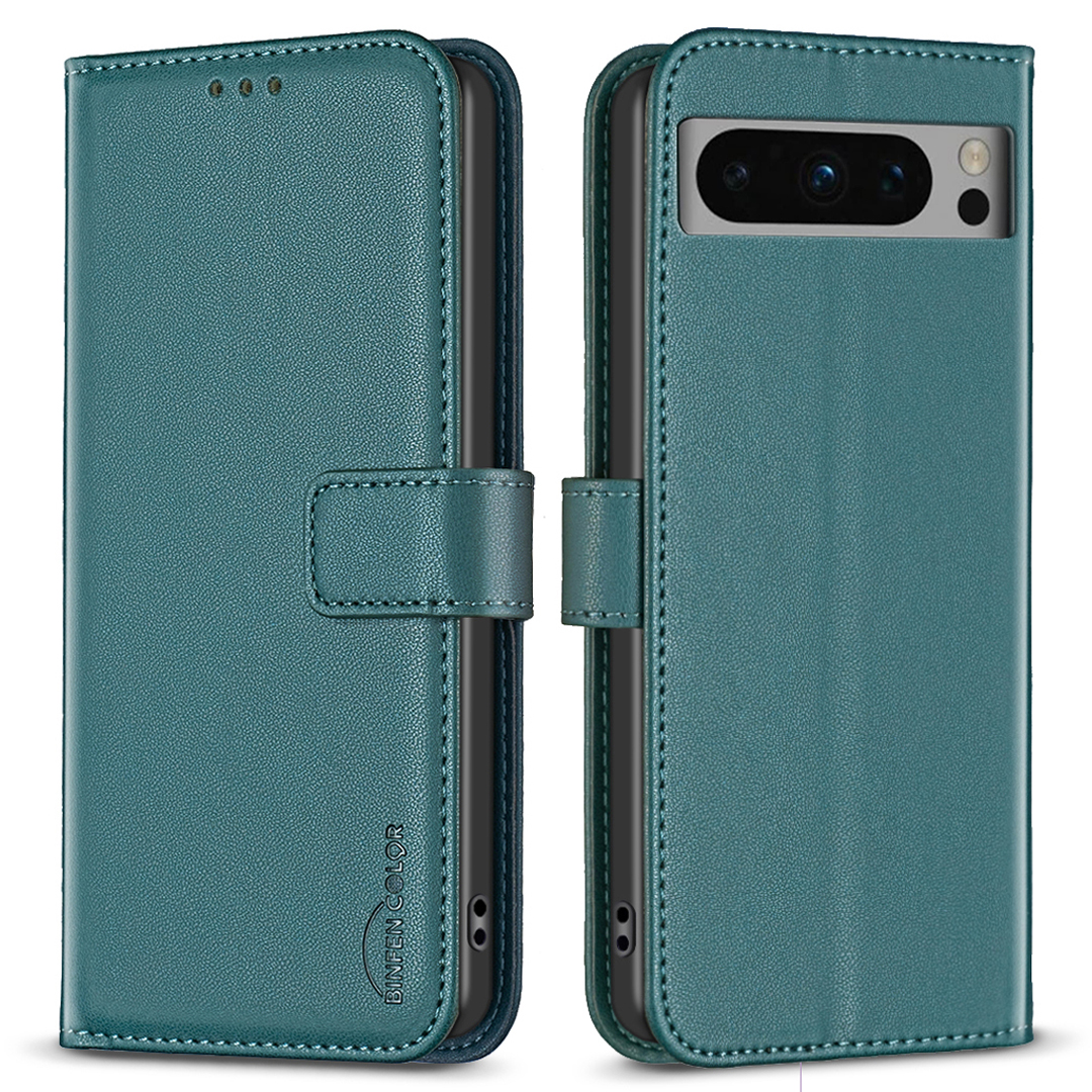 

Binfen Farbe BF17 Für Google Pixel 8 Pro TPU+PU Leder Deckhilfe Magnetischer Handy Stand Hülle - Grün, Google Pixel 8 Pro