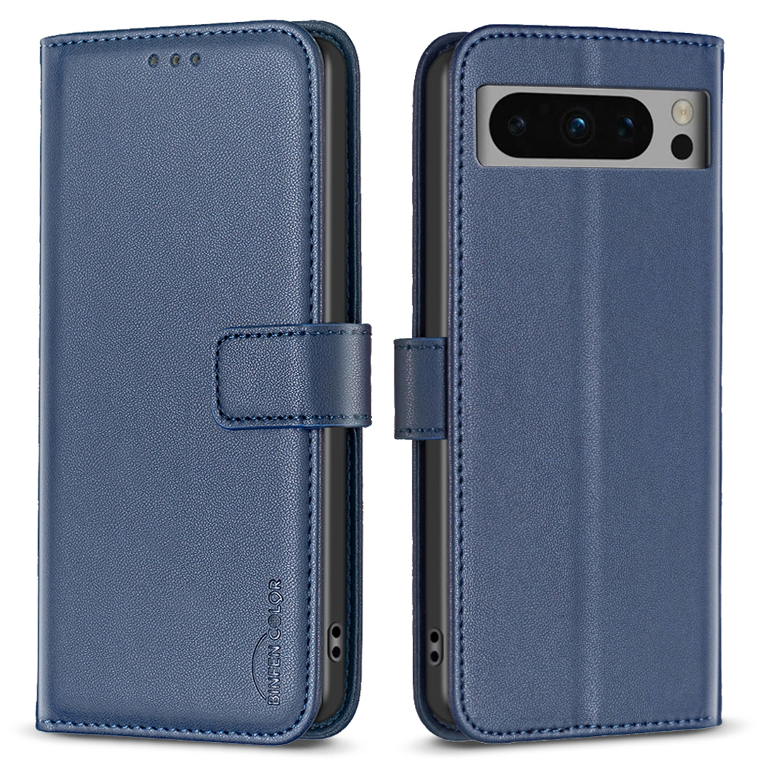 

Binfen Farbe BF17 Für Google Pixel 8 Pro TPU+PU Leder Deckhilfe Magnetischer Handy Stand Hülle - Blau, Google Pixel 8 Pro