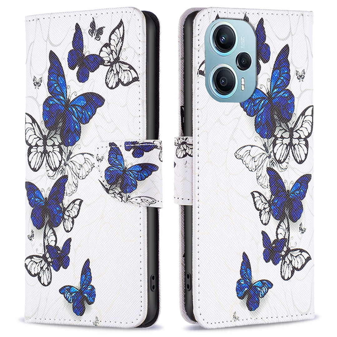 

Für Xiaomi Poco F5 5G / Redmi Note 12 Turbo -muster Druck Leder -telefon Hülle Wallet Stand Cover - Schmetterlinge, Xiaomi Poco F5 5G
