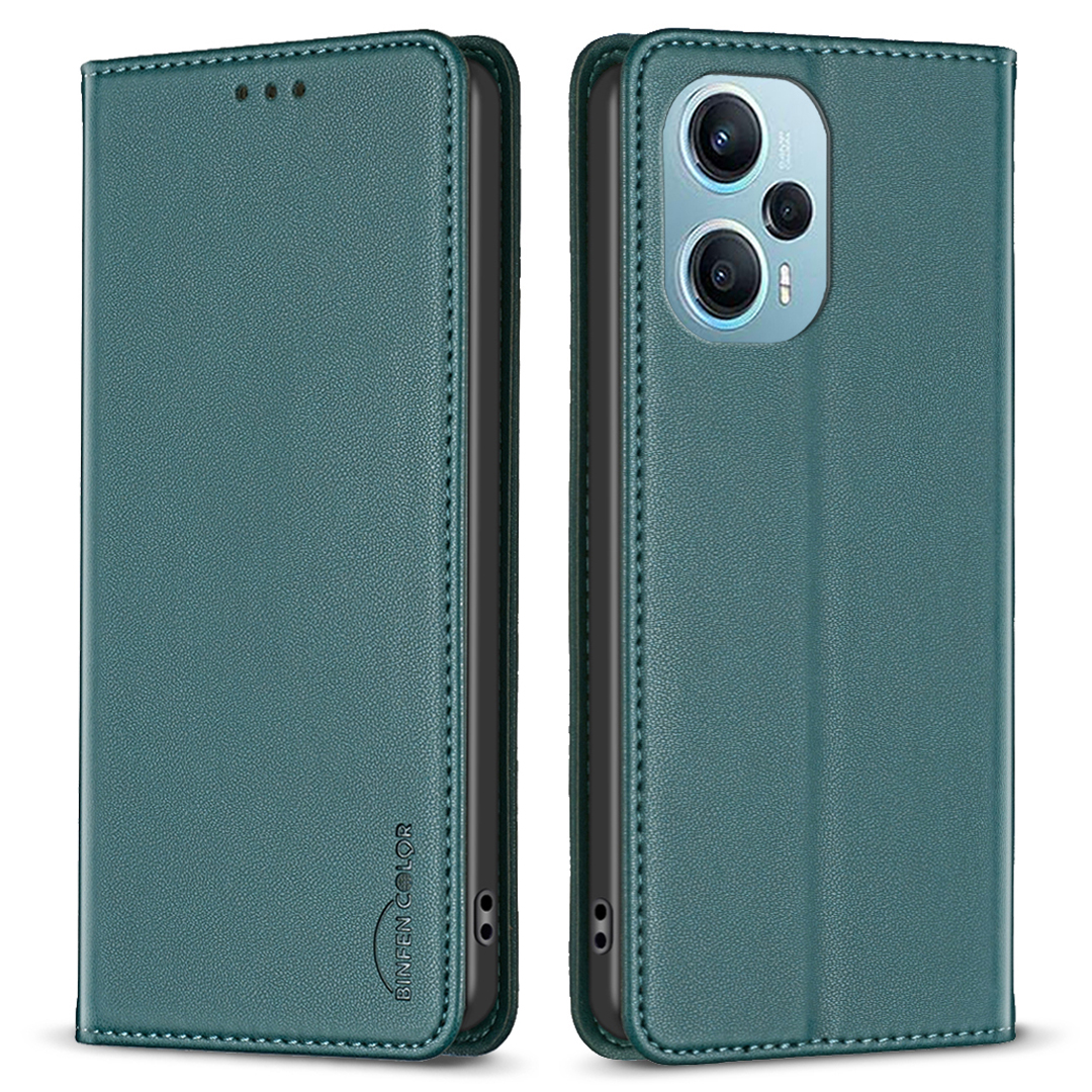 

Binfen Farbe BF18 Für Xiaomi Poco F5 5G / Redmi Note 12 Turbo PU Leather Phone Case Card Slot Ständer Telefonabdeckung - Grün, Xiaomi Poco F5 5G
