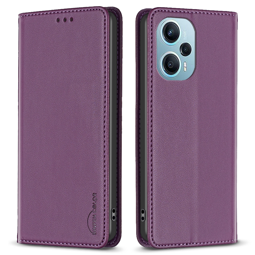 

Binfen Farbe BF18 Für Xiaomi Poco F5 5G / Redmi Note 12 Turbo PU Leather Phone Case Card Slot Ständer Telefonabdeckung - Dunkelviolett, Xiaomi Poco F5 5G