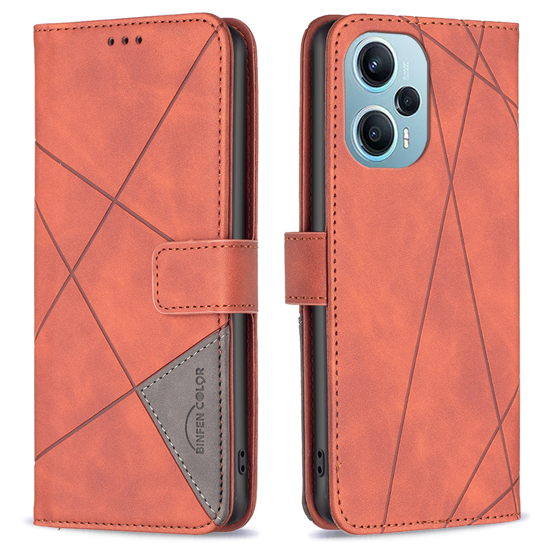 

Binfen Farbe BF05 Für Xiaomi Poco F5 5G / Redmi Note 12 Turbo PU Leder Geprinktes Stand Hülle Brieftasche Telefonabdeckung - Braun, Xiaomi Poco F5 5G