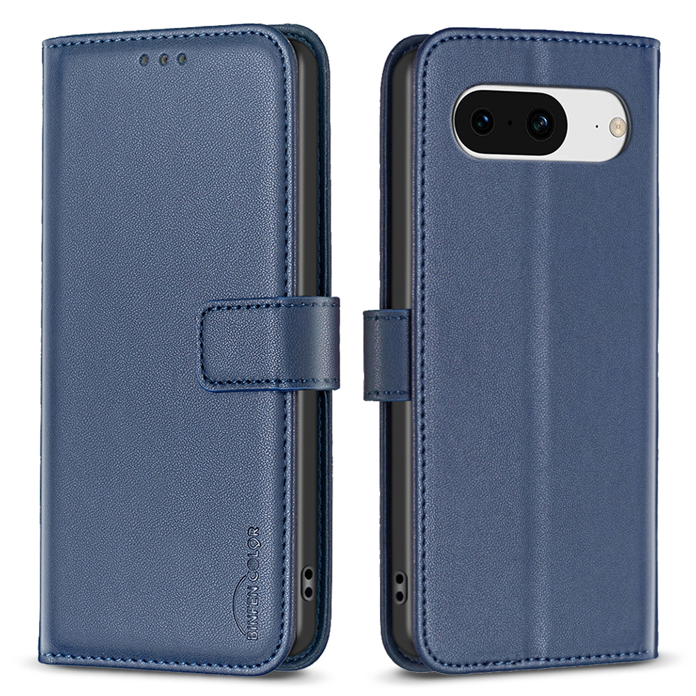 

Binfen Color BF17 Für Google Pixel 8 Lederstand Hülle Handy Brieftasche Schutzabdeckung - Blau, Google Pixel 8