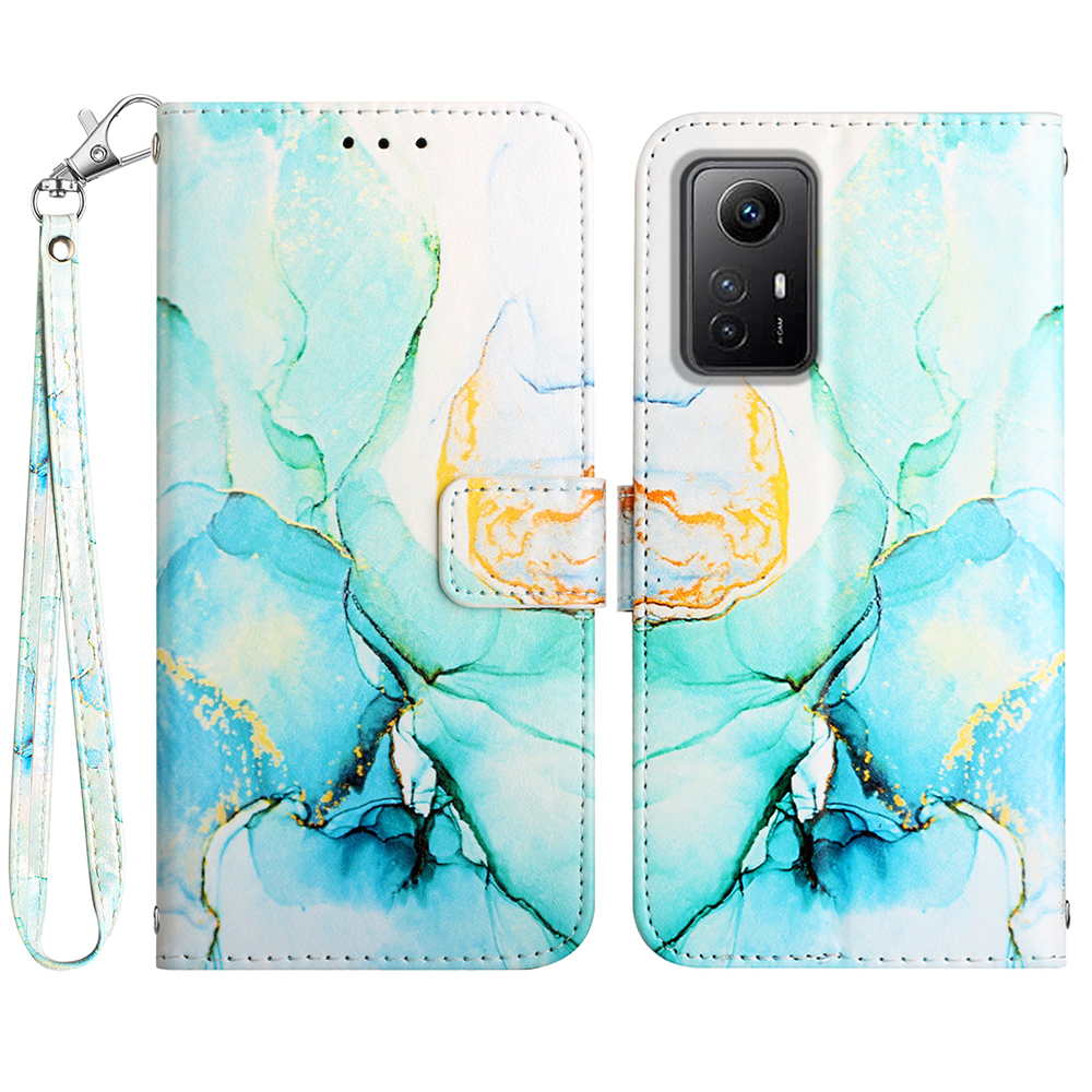 

Für Xiaomi Redmi Note 12s 4G YB Muster Druckleder Leder-5-brieftaschenhülle Lederständer Cover - Grüner LS003, Xiaomi Redmi Note 12S 4G