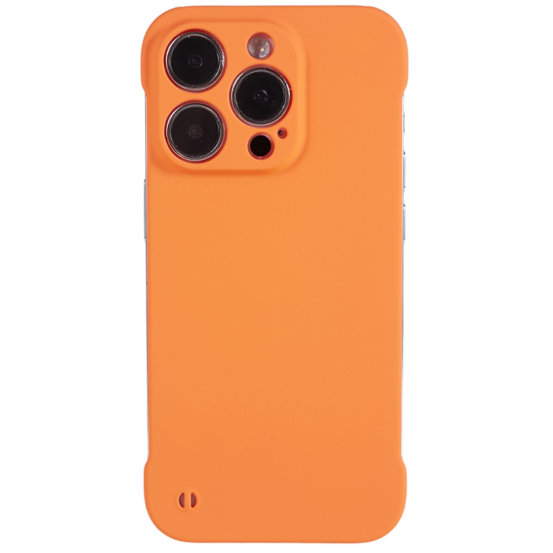 

Für Das Iphone 13 Pro Borderless Design Phone Case Gummierte Harte Pc-abdeckung Von Skin-Touch - Orange, iPhone 13 Pro