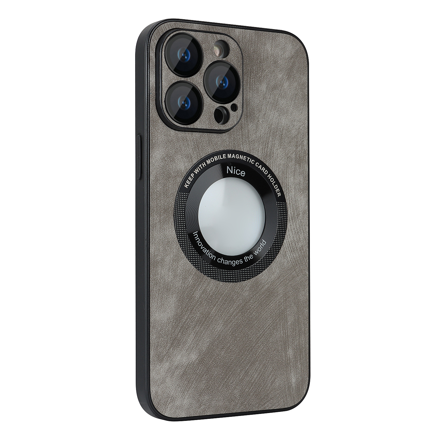 

Für Iphone 12 Pro Max Magnetic Phone Hülle PU Leder+pc+tpu-haut-touch-abdeckung Mit Linsenschutz - Grau, iPhone 12 Pro Max