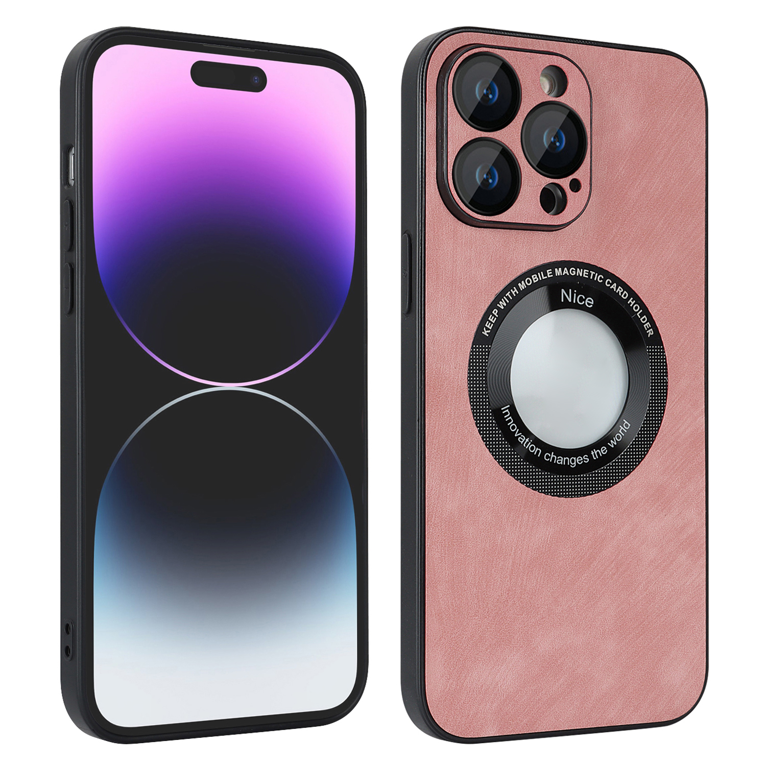 

Für Iphone 14 Pro Max Magnetic Case Kompatibel Mit Magsafe Skin-touch PU Leder+pc+tpu-telefonabdeckung - Rosa, iPhone 14 Pro Max