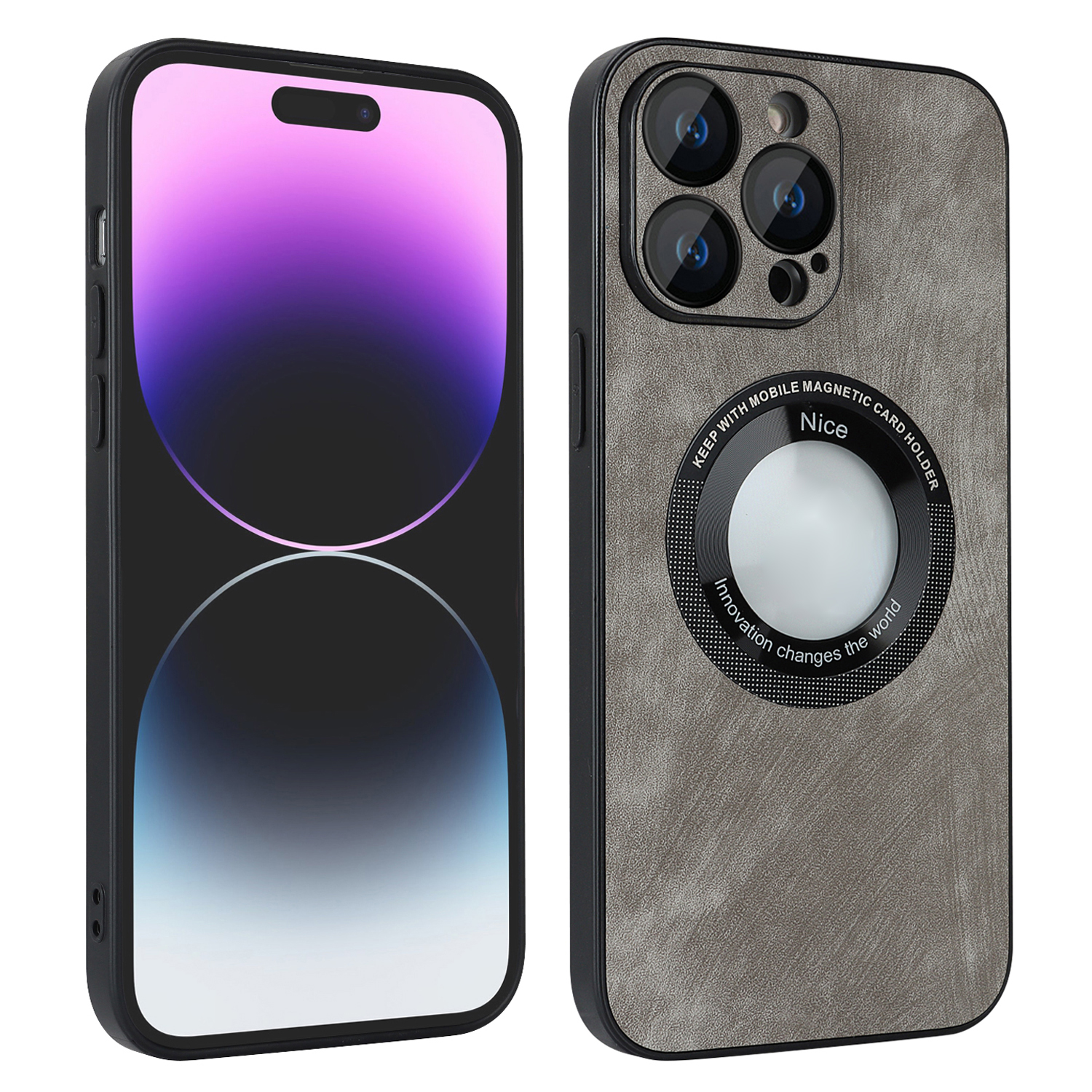 

Für Iphone 14 Pro Max Magnetic Case Kompatibel Mit Magsafe Skin-touch PU Leder+pc+tpu-telefonabdeckung - Grau, iPhone 14 Pro Max