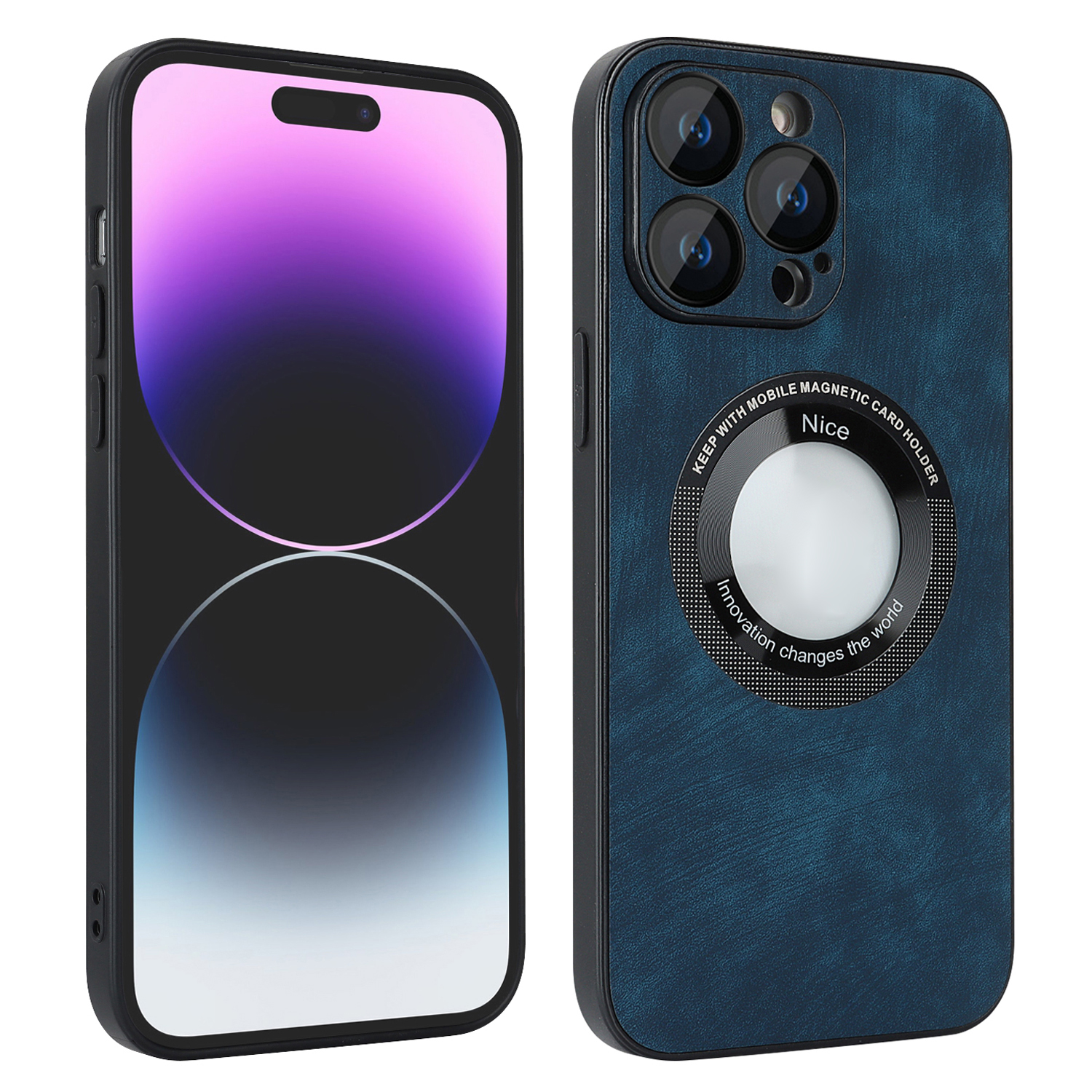 

Für Iphone 14 Pro Max Magnetic Case Kompatibel Mit Magsafe Skin-touch PU Leder+pc+tpu-telefonabdeckung - Blau, iPhone 14 Pro Max