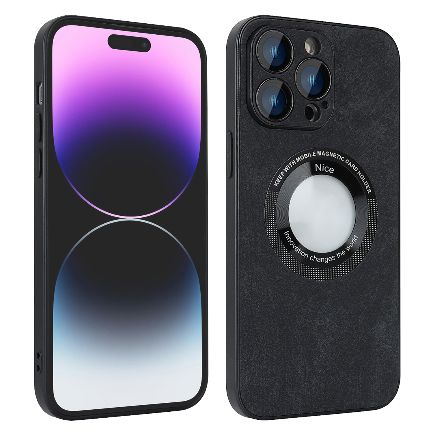 

Für Iphone 14 Pro PU Leder+pc+tpu-telefonhülle Skin-touch Magnetic Phone Cover Mit Linsenschutz - Schwarz, iPhone 14 Pro