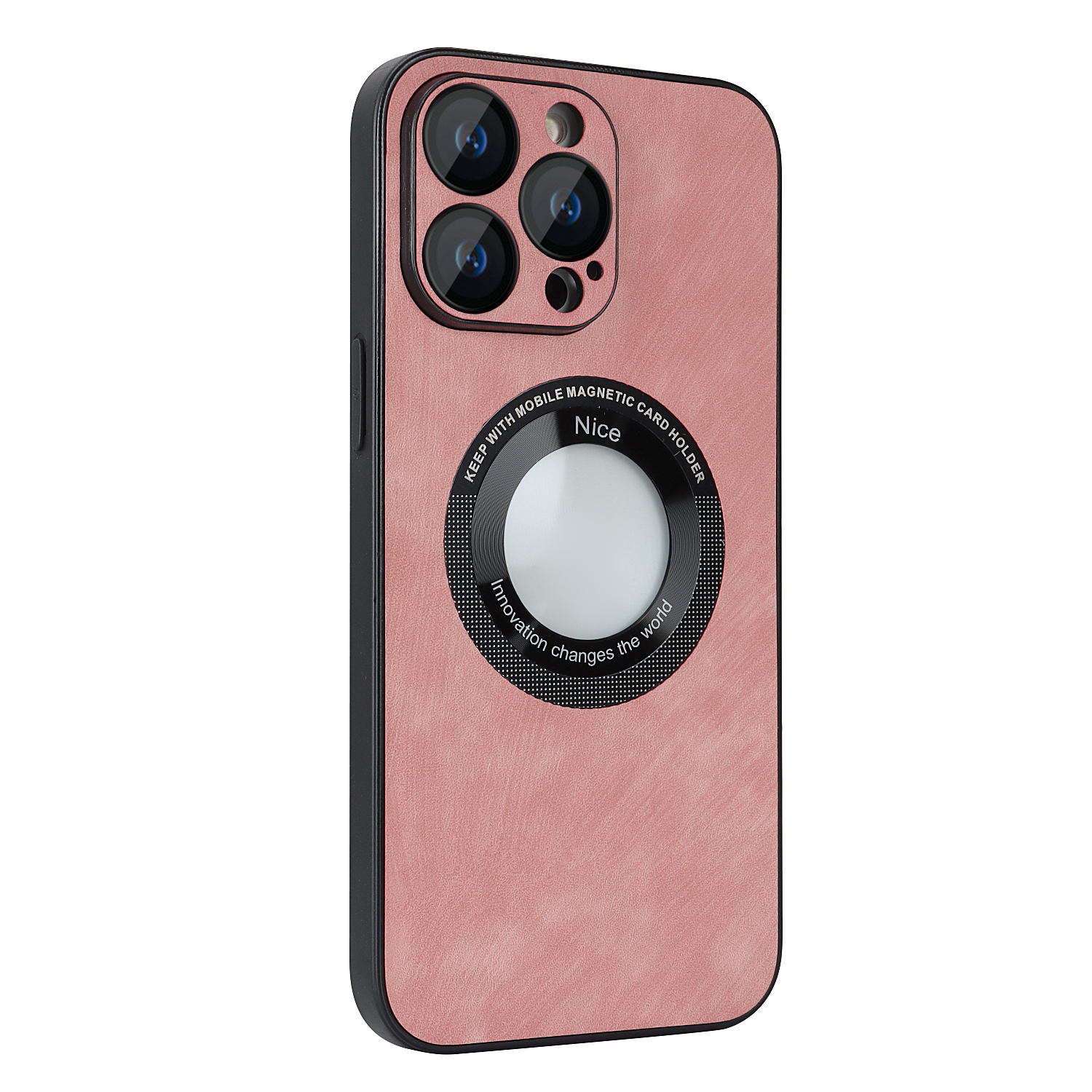 

Für Das Iphone 13 Pro Skin-touch PU Leder+pc+tpu Deckung Anti-kratzer-magnet-telefonhülle Mit Linsenschutz - Rosa, iPhone 13 Pro