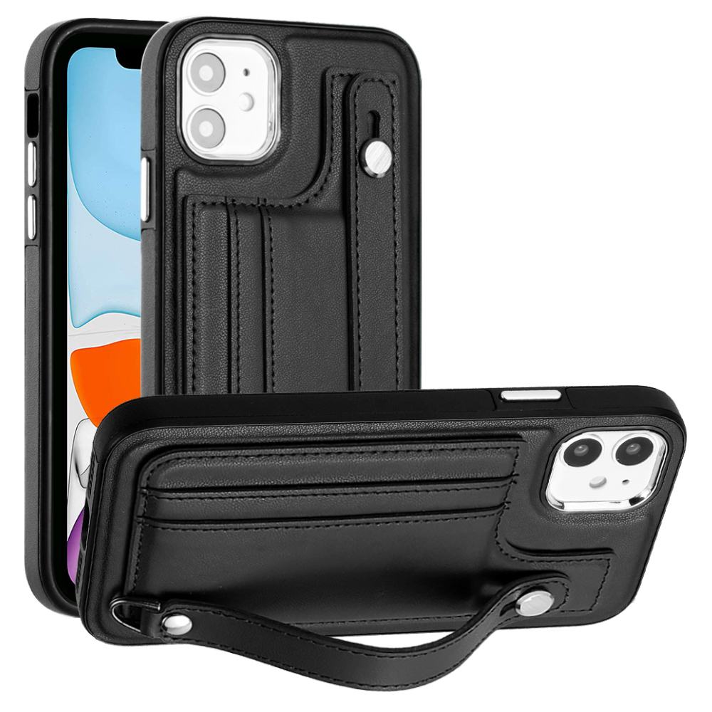 

Für Das Iphone 11 Schutzhülle YB Lederschicht-5-tpu-telefonabdeckung Mit Kartenschlitzen - Schwarz, iPhone 11