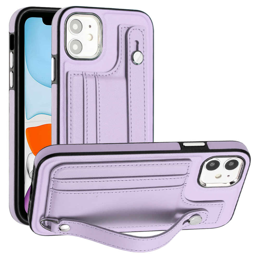 

Für Das Iphone 11 Schutzhülle YB Lederschicht-5-tpu-telefonabdeckung Mit Kartenschlitzen - Lila, iPhone 11