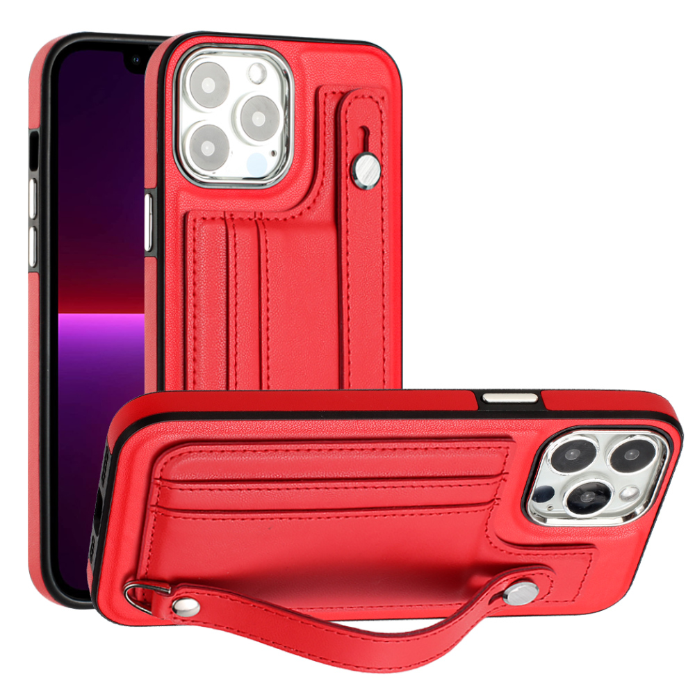 

Für Das Iphone 13 Pro 6,1-zoll-schockdcover YB Lederschicht-5-tpu-telefonhülle Mit Kartensteckplätzen - Rot, iPhone 13 Pro