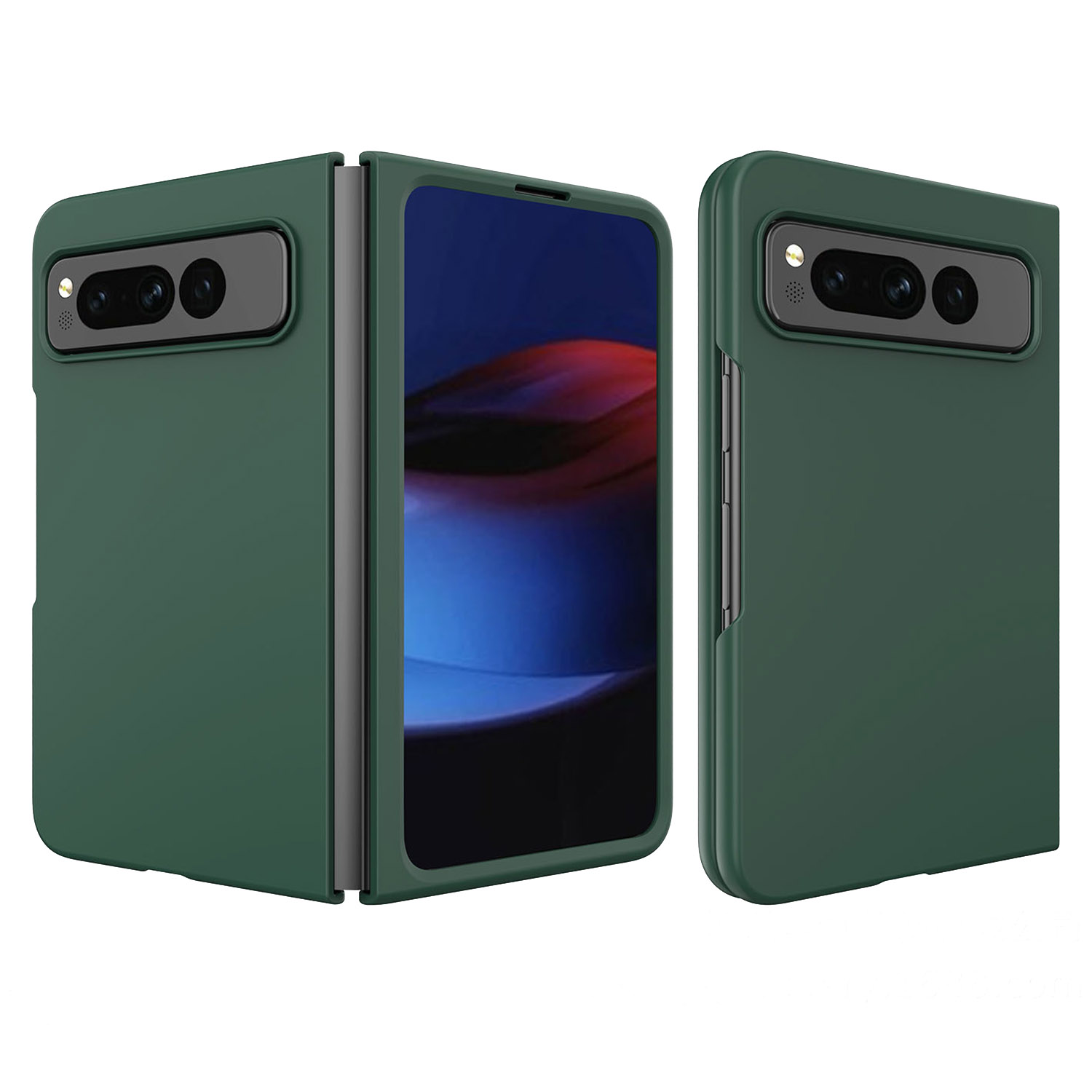 

Für Google Pixel Fold Skin Touch PC Phone Hülle Dünne Schlanke Schutzabdeckung - Mitternacht Grün, Google Pixel Fold