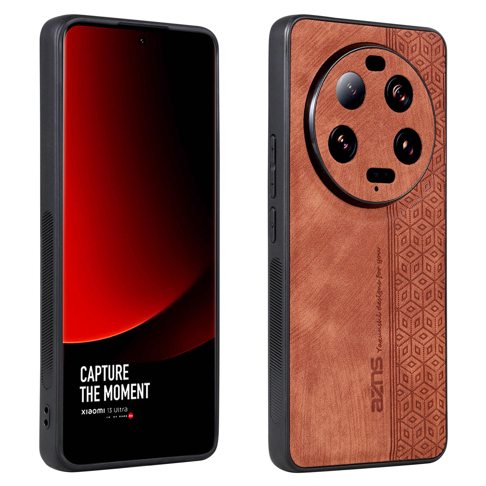 

Azns Für Xiaomi 13 Ultra PU Leder+tpu Mobilfunkkoffer Eingeprägter Muster Smartphone -shellabdeckung - Braun, Xiaomi 13 Ultra