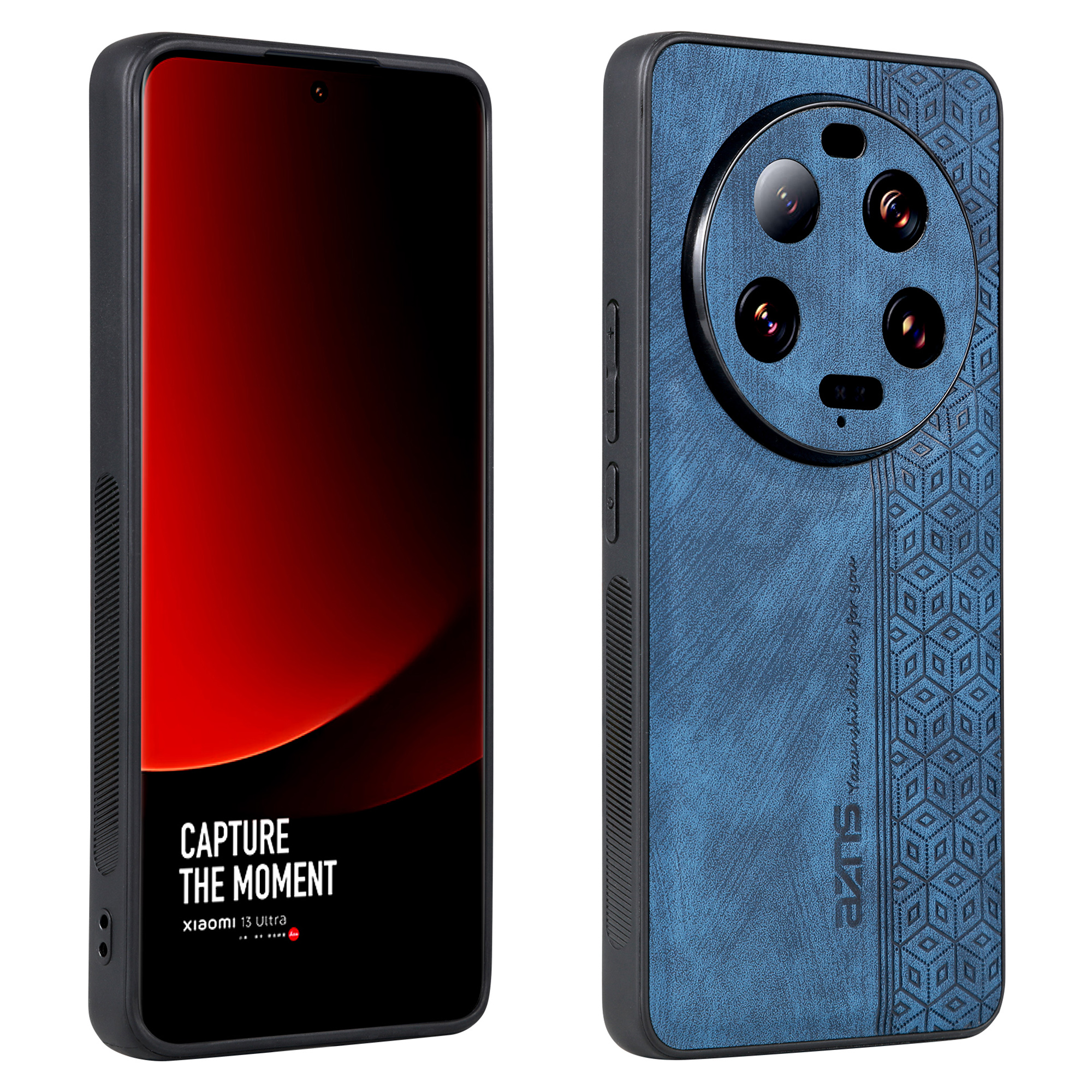 

Azns Für Xiaomi 13 Ultra PU Leder+tpu Mobilfunkkoffer Eingeprägter Muster Smartphone -shellabdeckung - Blau, Xiaomi 13 Ultra