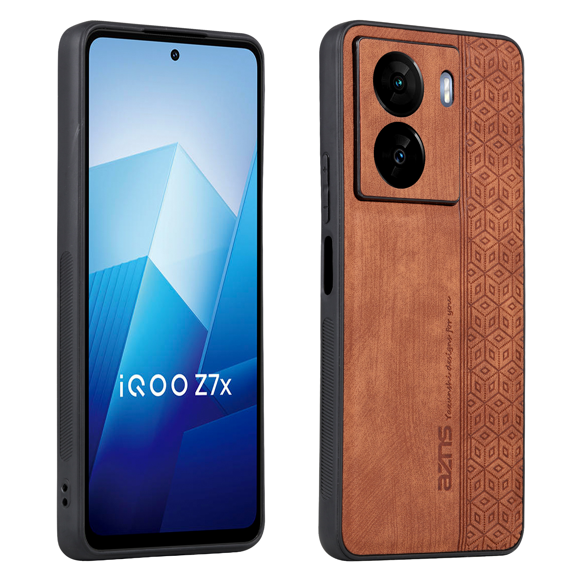 

Azns Für Vivo Iqoo Z7 5g / Z7x 5G PU Leder+tpu Phone Hülle Geprägtes Muster Nicht-schlupf-griffabdeckung - Braun, vivo iQOO Z7 5G