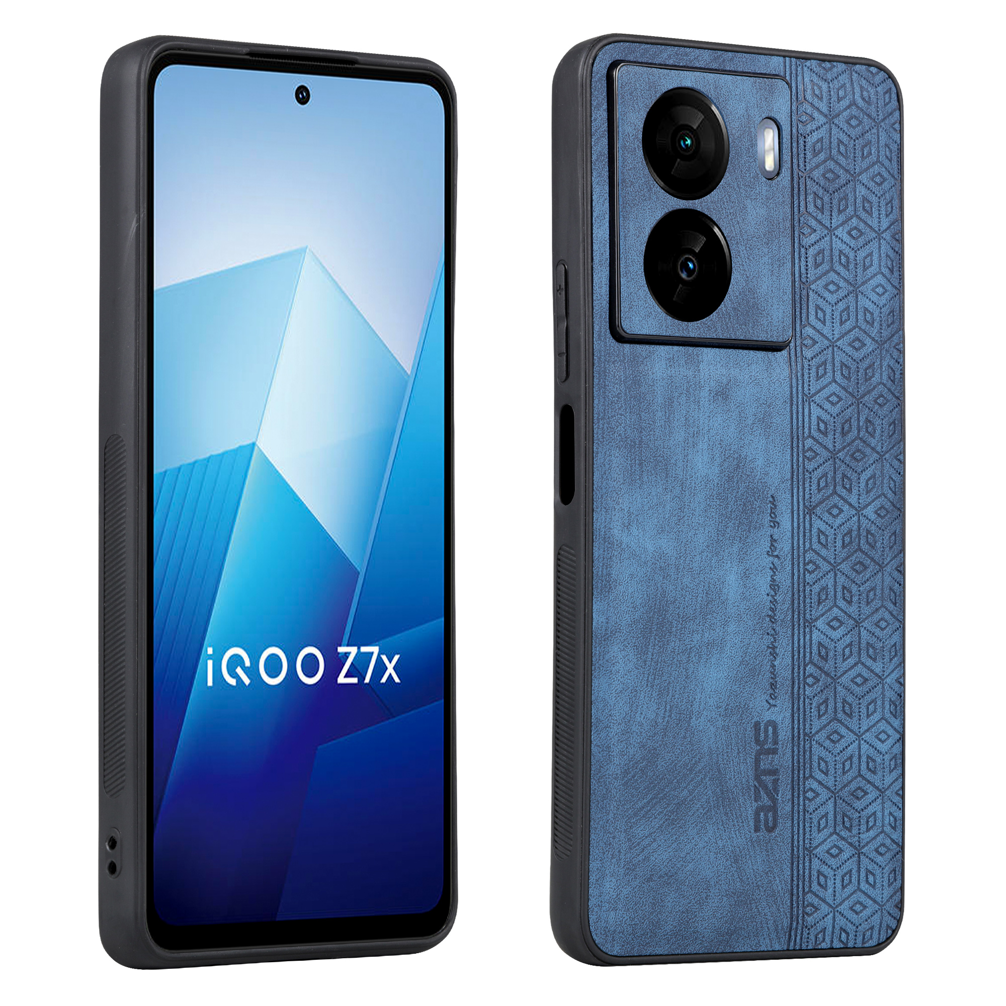 

Azns Für Vivo Iqoo Z7 5g / Z7x 5G PU Leder+tpu Phone Hülle Geprägtes Muster Nicht-schlupf-griffabdeckung - Blau, vivo iQOO Z7 5G