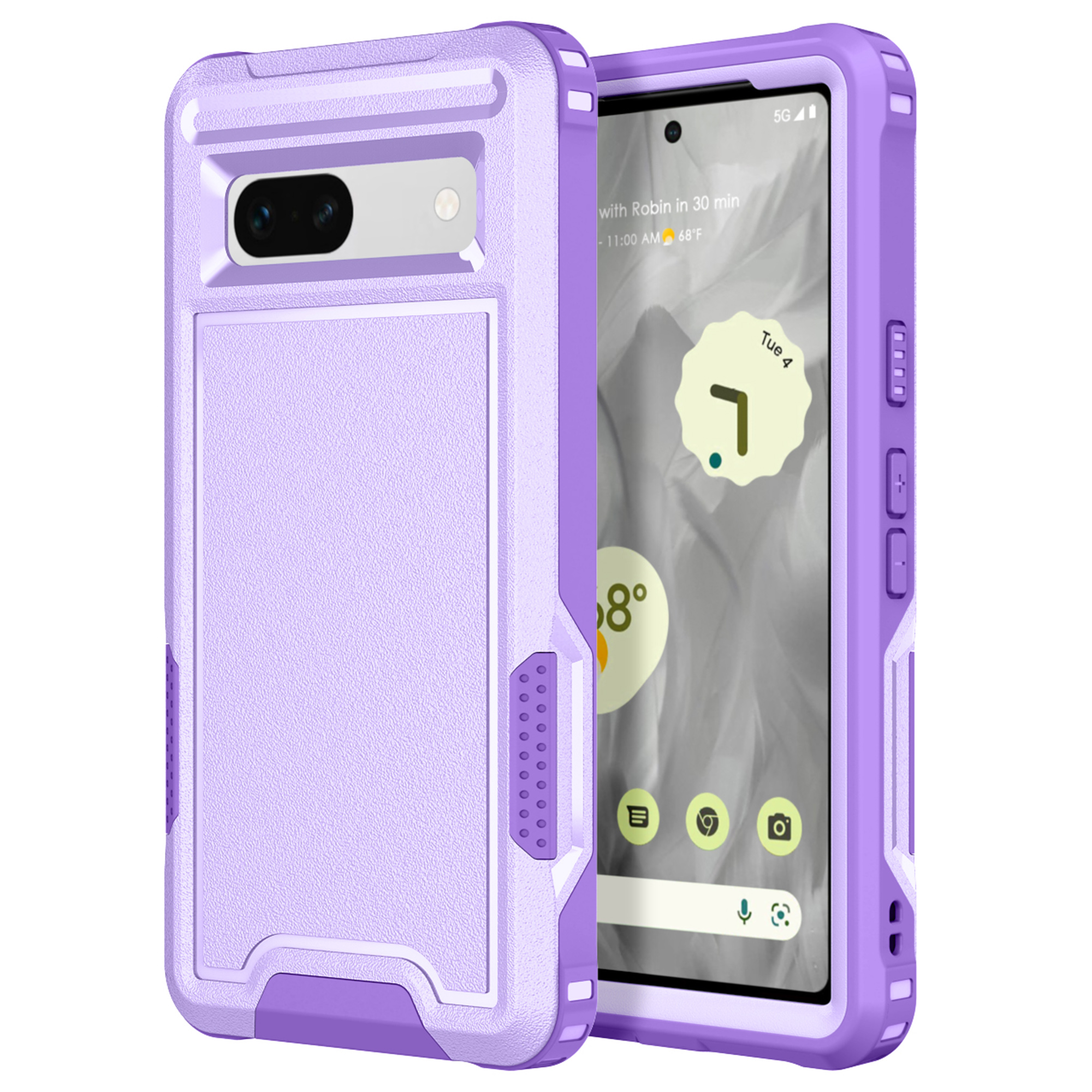 

Für Google Pixel 7a Rugged Hybrid Hard PC Soft TPU Phone Case Nicht-schlupf-schutzschutzabdeckung - Helles Lila, Google Pixel 7a