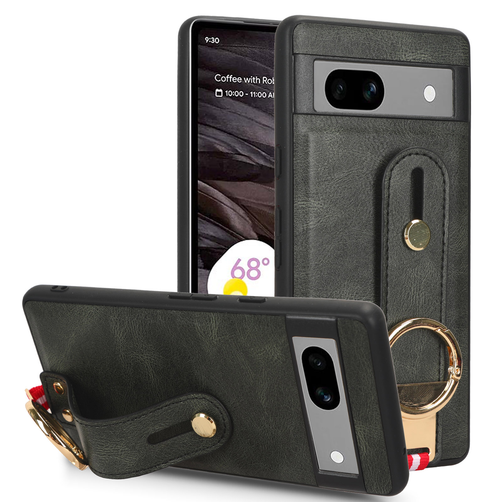 

Für Google Pixel 7a PU Leder+pc+tpu Phone Case Flaschenöffner Armband Kickstand Cover - Grün, Google Pixel 7a